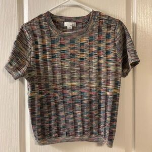 Short sleeve multi color knitted top